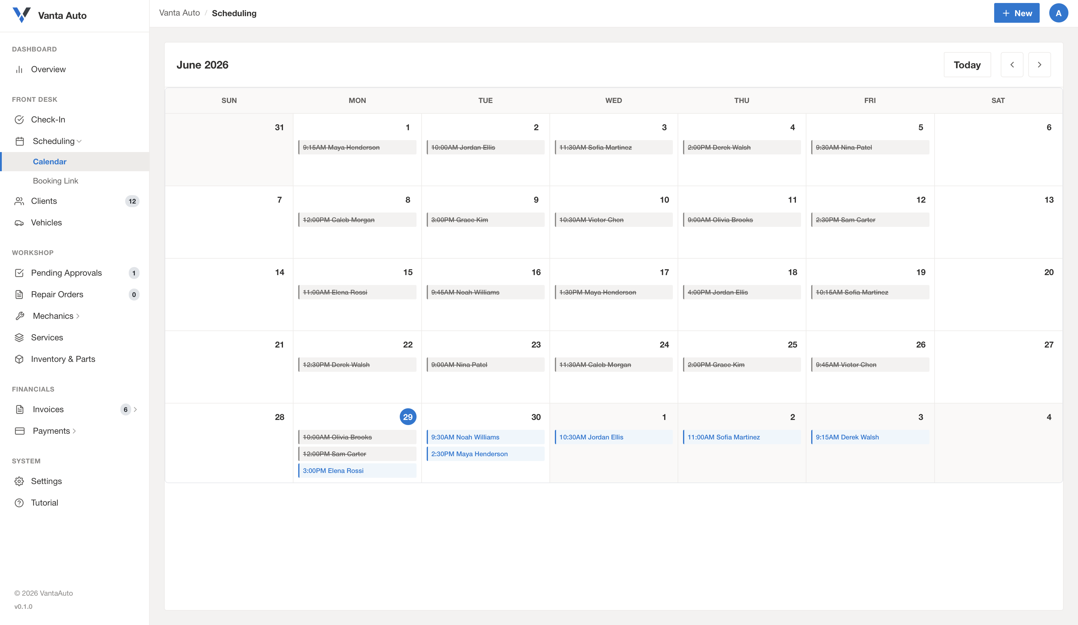 Scheduling Calendar